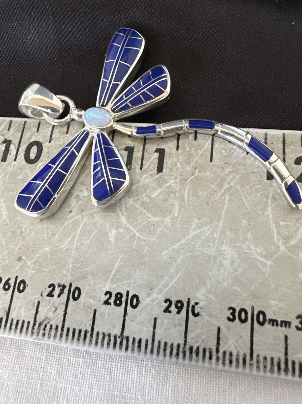 Dragonfly Sterling Silver Blue Lapis Inlay Pendant 19140