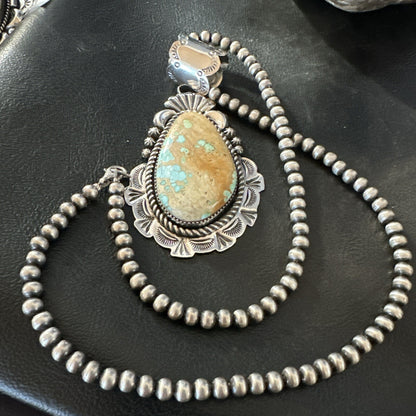 XXL Mens Royston Turquoise Pendant Navajo Pearls Sterling Silver Necklace 18746