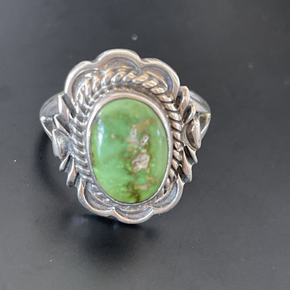 Green Gaspiete Navajo Sterling Silver Ring Size 8.5 11357