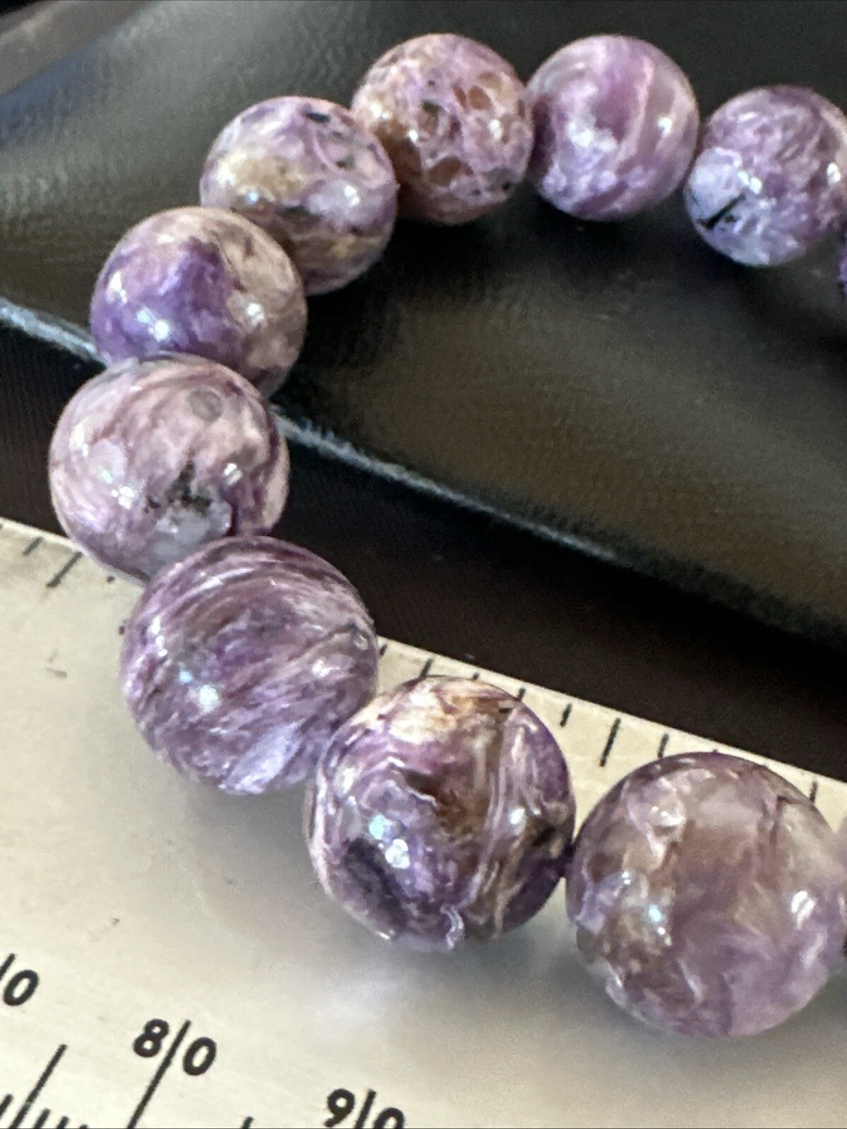 Native Purple Charoite 12mm Stretch Elastic Bracelet Adjustable 18870
