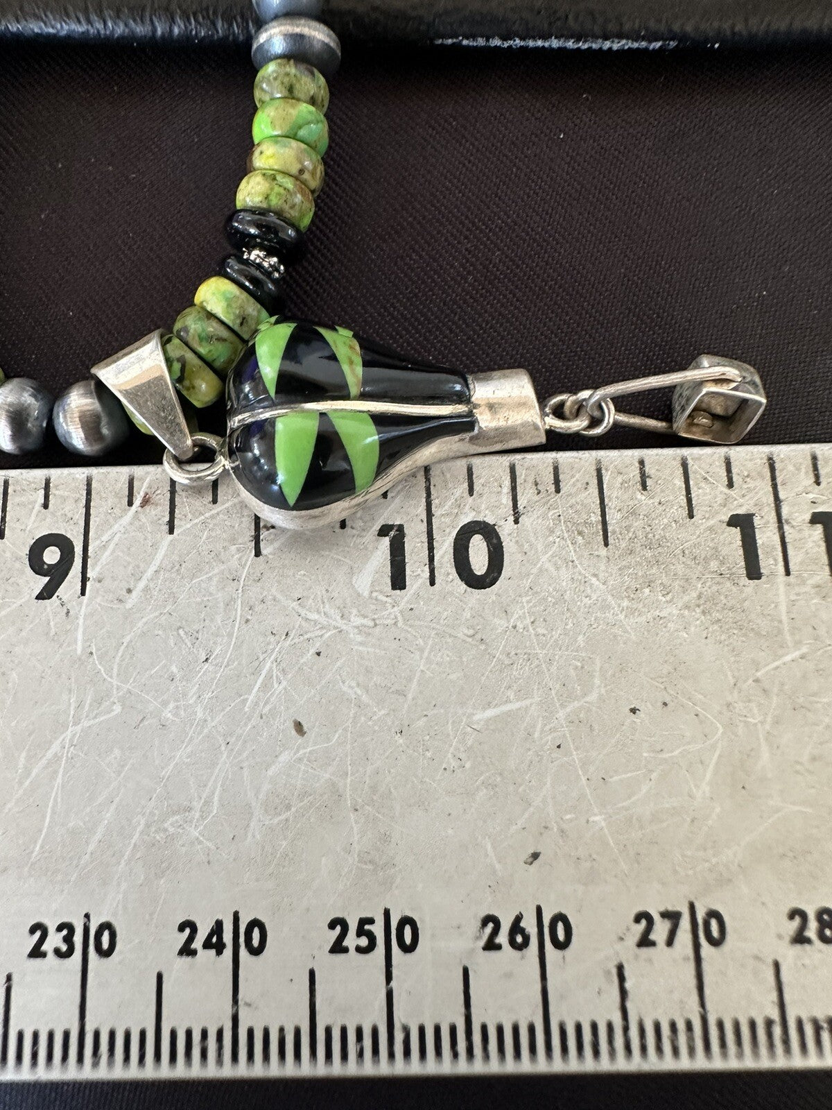 Balloon Green Turquoise Pendant Navajo Sterling Silver Necklace 22" 18342