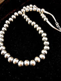 12mm Navajo Pearls 24"Hook Eye Cone Necklace | Sterling Silver | Authentic Native American Handmade
