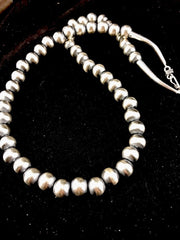 12mm Navajo Pearls 24"Hook Eye Cone Necklace | Sterling Silver | Authentic Native American Handmade