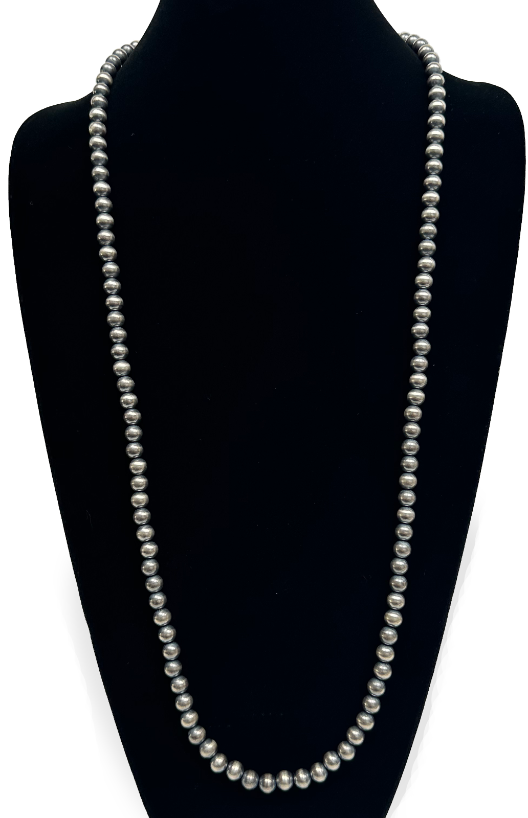 Native American 8mm Sterling Silver Navajo Pearls 40" Single Strand Necklace