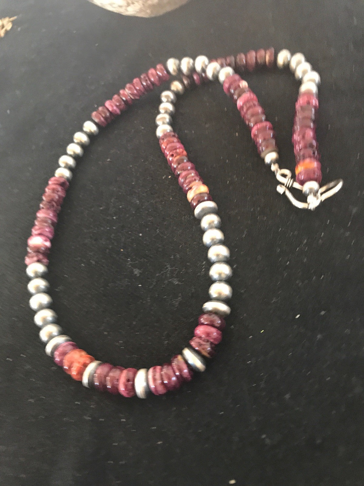 Spiny Oyster Navajo Prearls Sterling Silver 21" Necklace 92907