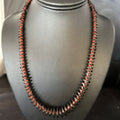 Navajo Bamboo Coral Black Onyx Necklace 20" | Sterling Silver | Authentic Native American Handmade | 14432