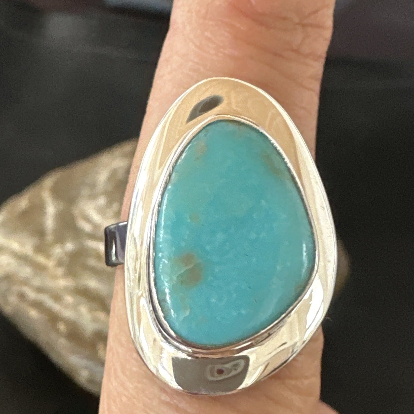 Southwestern Sterling Silver Blue Kingman Turquoise Ring Size 9 18529
