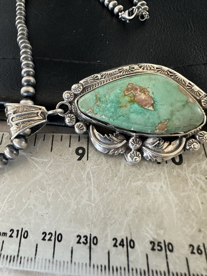 WoMens Navajo Pearls Sterling Silver Royston Turquoise Necklace Pendant 19364