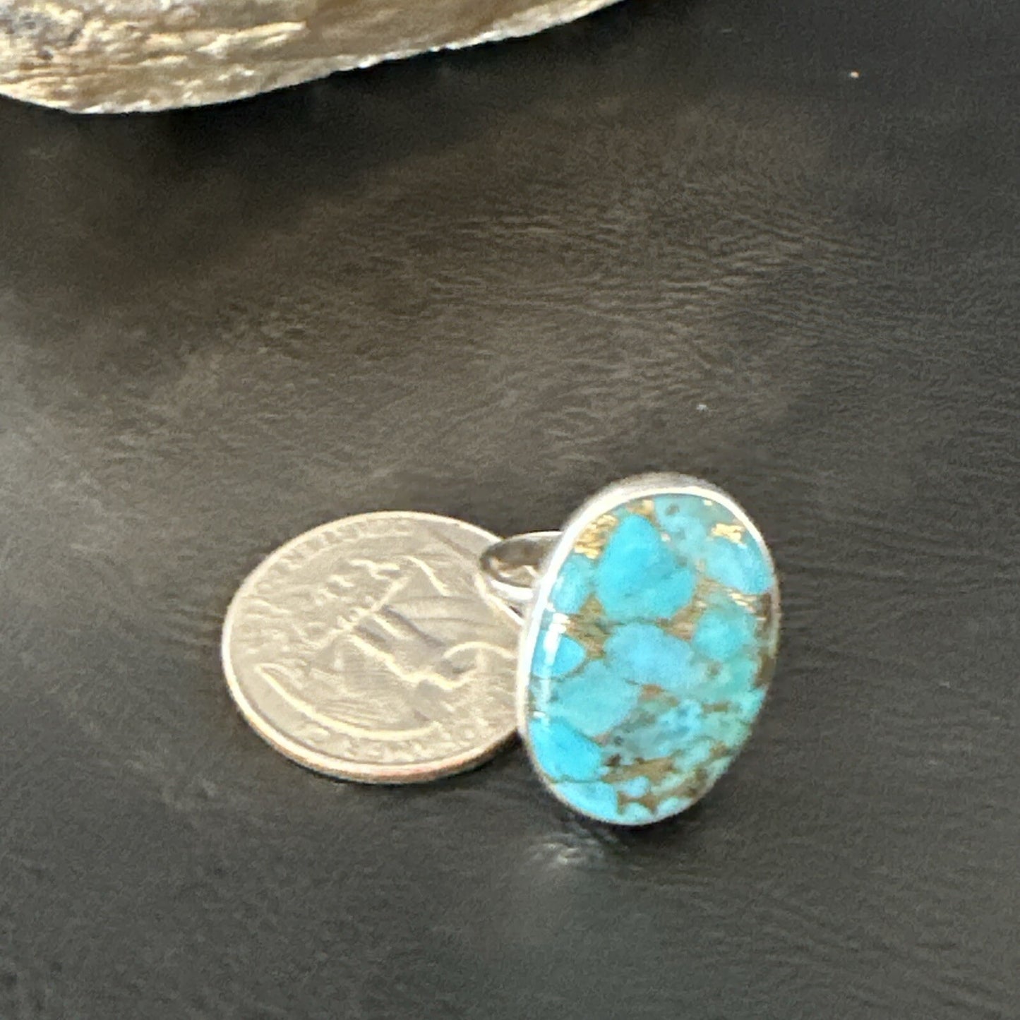 Mohave Native Navajo Sterling Silver Blue Turquoise Ring Sz 8 18243