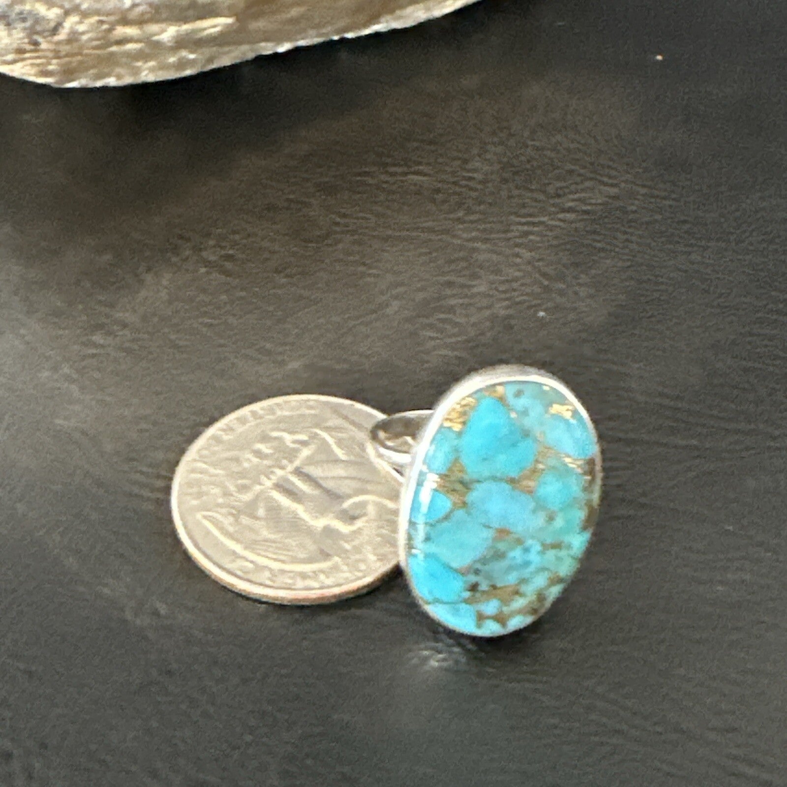 Mohave Native Navajo Sterling Silver Blue Turquoise Ring Sz 8 18243
