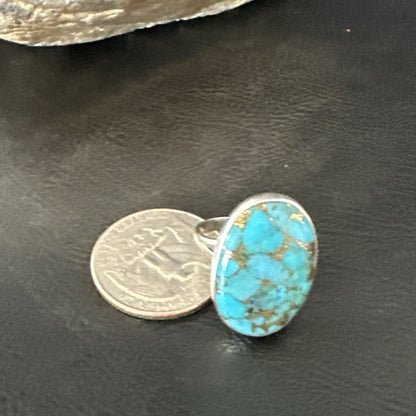 Mohave Native Navajo Sterling Silver Blue Turquoise Ring Sz 8 18243