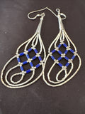 Blue Lapis 3 Strand Heishi Liquid Dangle Earrings | Sterling Silver | Authentic Native American Handmade | 17737