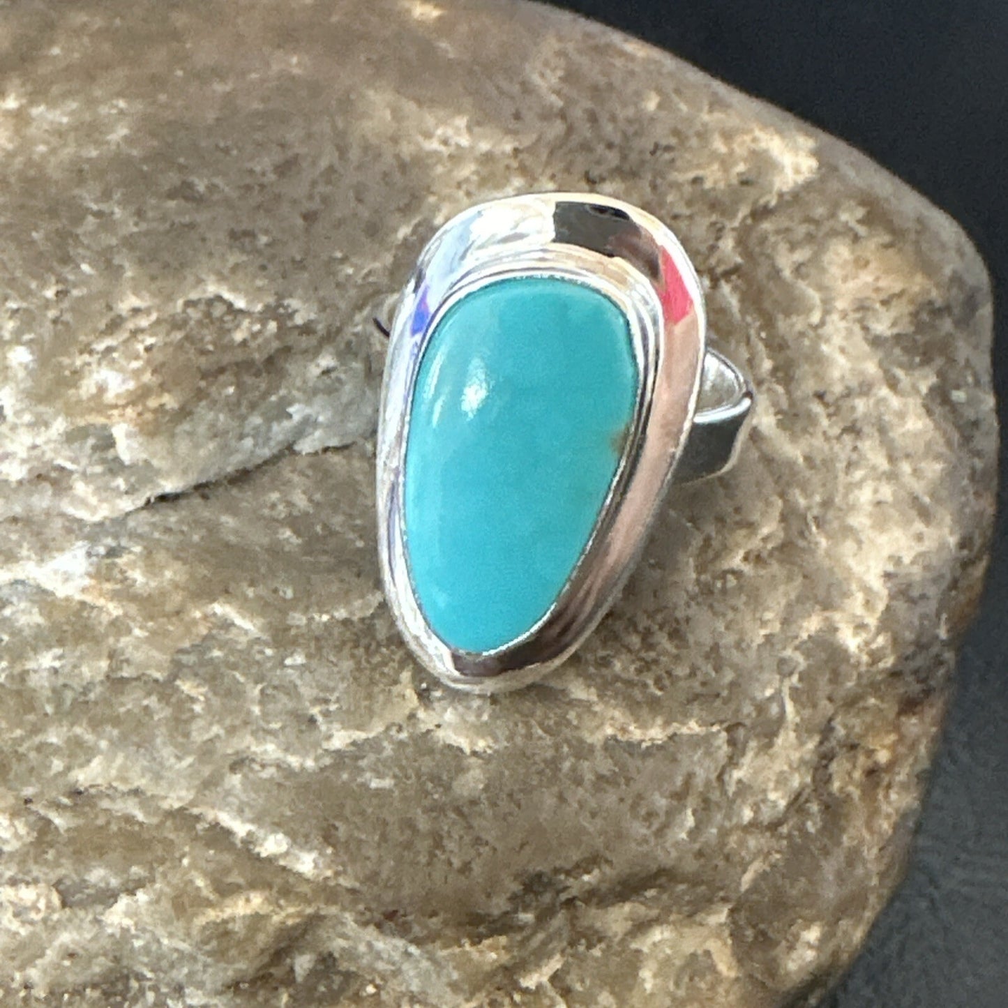 Southwestern Sterling Silver Blue Kingman Turquoise Ring Size 9 18530
