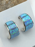 Blue Opal Navajo Earrings 0.5" | Sterling Silver | Authentic Native American Handmade | 4740