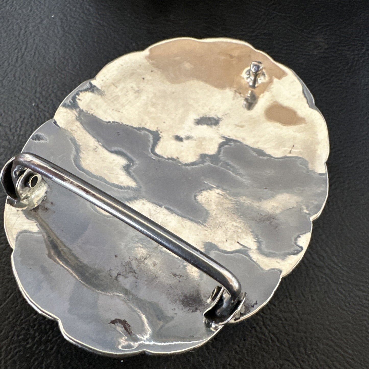 Elk Blue Turquoise Coral Navajo Sterling Silver Concho Belt Buckle 17972