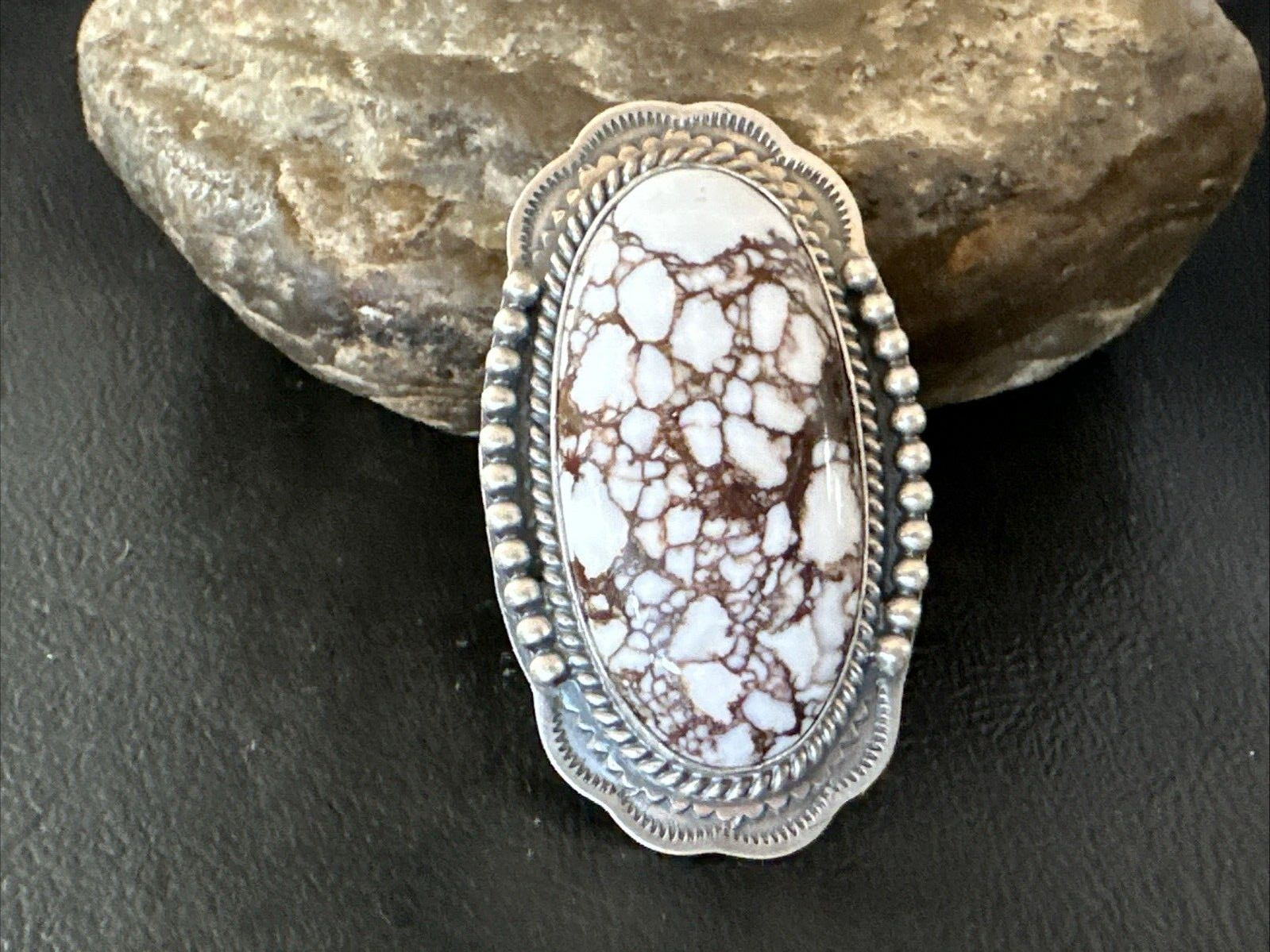 Mens Womens Wild Horse Turquoise Navajo Sterling Silver Ring Sz 8 18722