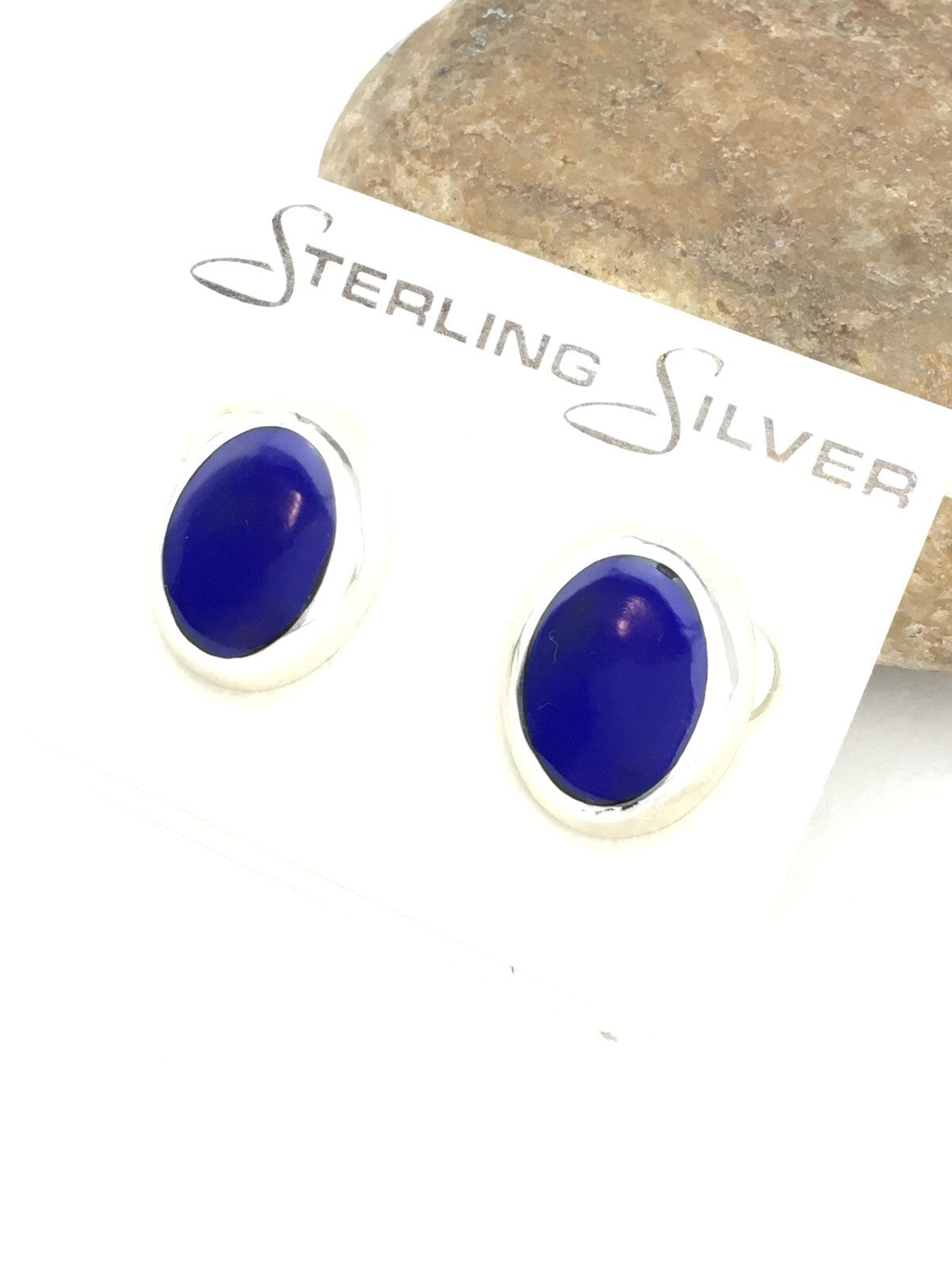 Blue Lapis Indian Navajo Sterling Silver Earrings 1999