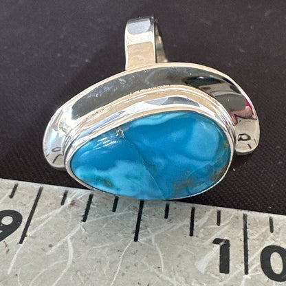 Southwestern Sterling Silver Blue Kingman Turquoise Ring Size 7.5 18515