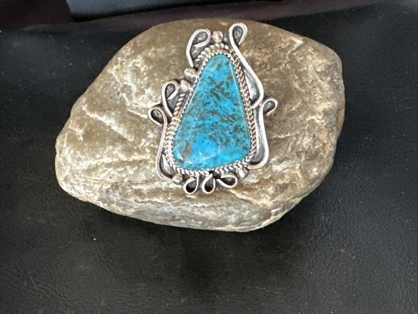 Blue Turquoise Navajo Sterling Silver Ring Size 7 19781