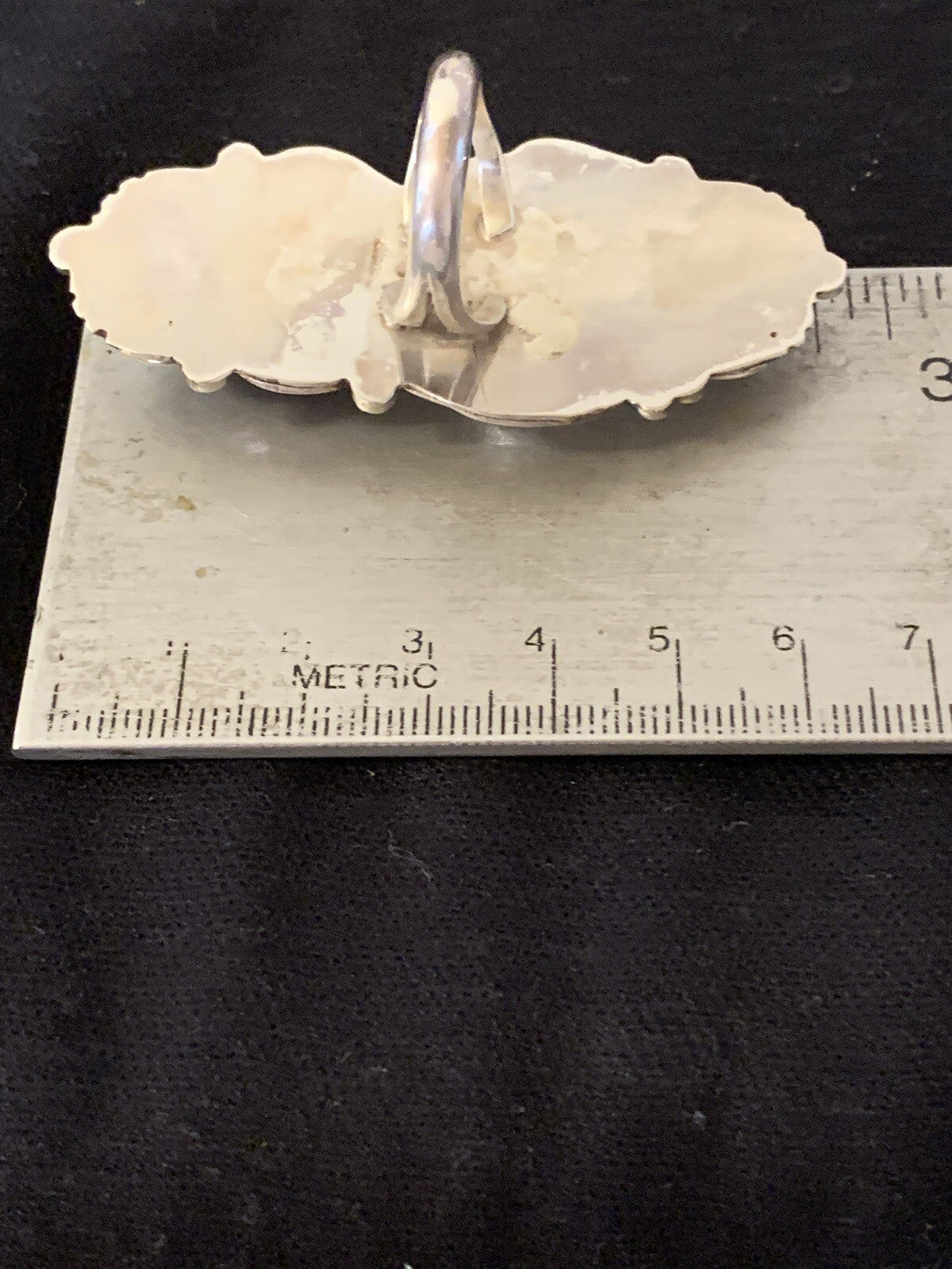 Southwestern Sterling Silver White Buffalo Purple Stone Ring Sz 8.5 00399