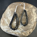 Black Onyx Heishi 2S Bead Southwestern Earrings 2" | Sterling Silver | Authentic Native American Handmade | 18177