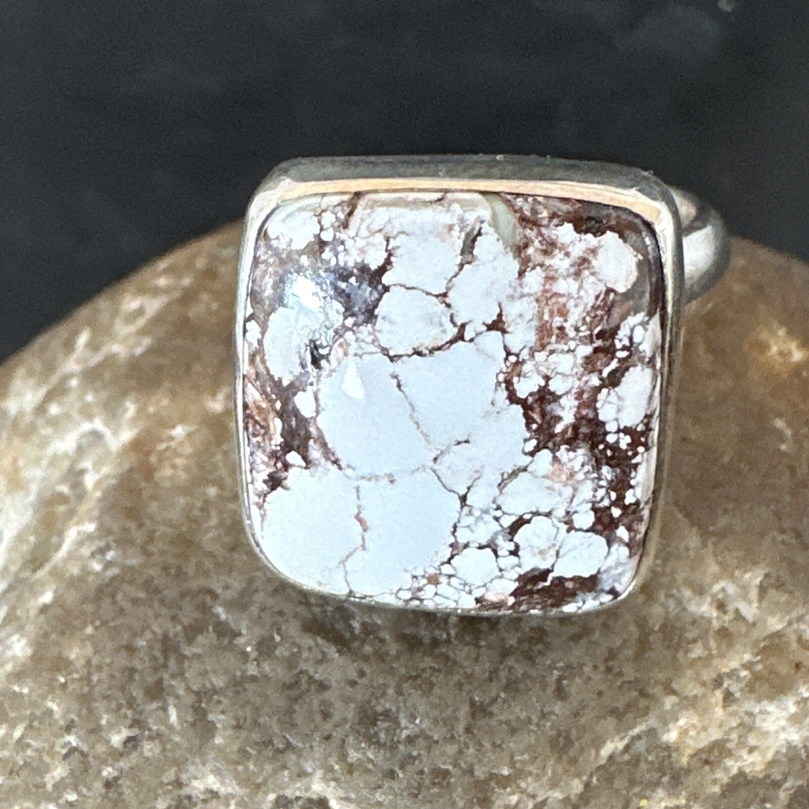 Mens Womens Wild Horse Turquoise Navajo Sterling Silver Ring Sz 7 17346