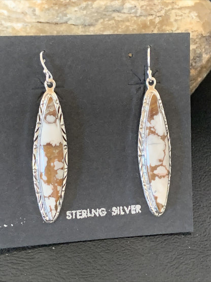 Native American Navajo Sterling Silver Wild Horse Turquoise Earrings 1378