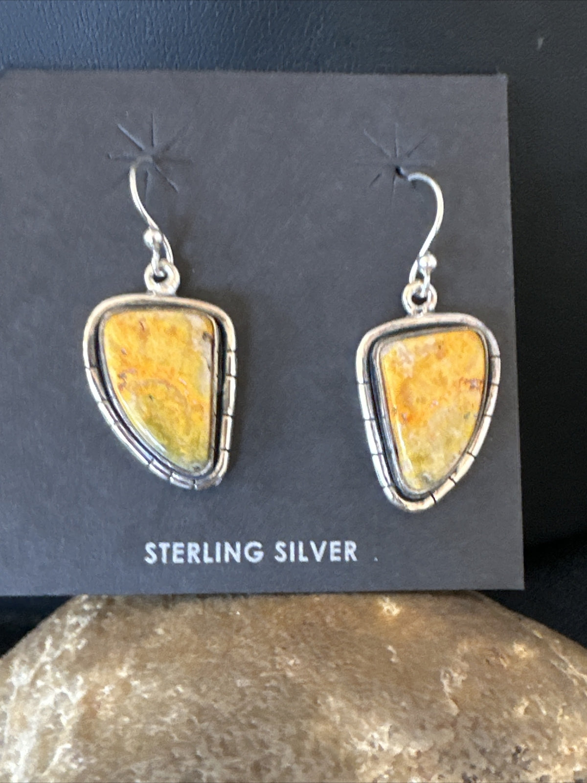 Womens Bumblebee Jasper Navajo Sterling Silver Earrings 15832