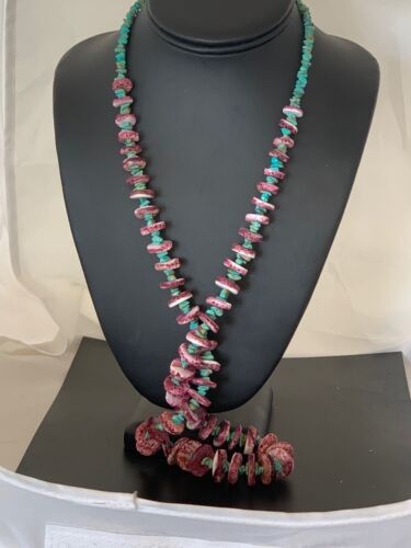 Navajo Purple Spiny Turquoise Necklace Sterling Silver 32" 11305