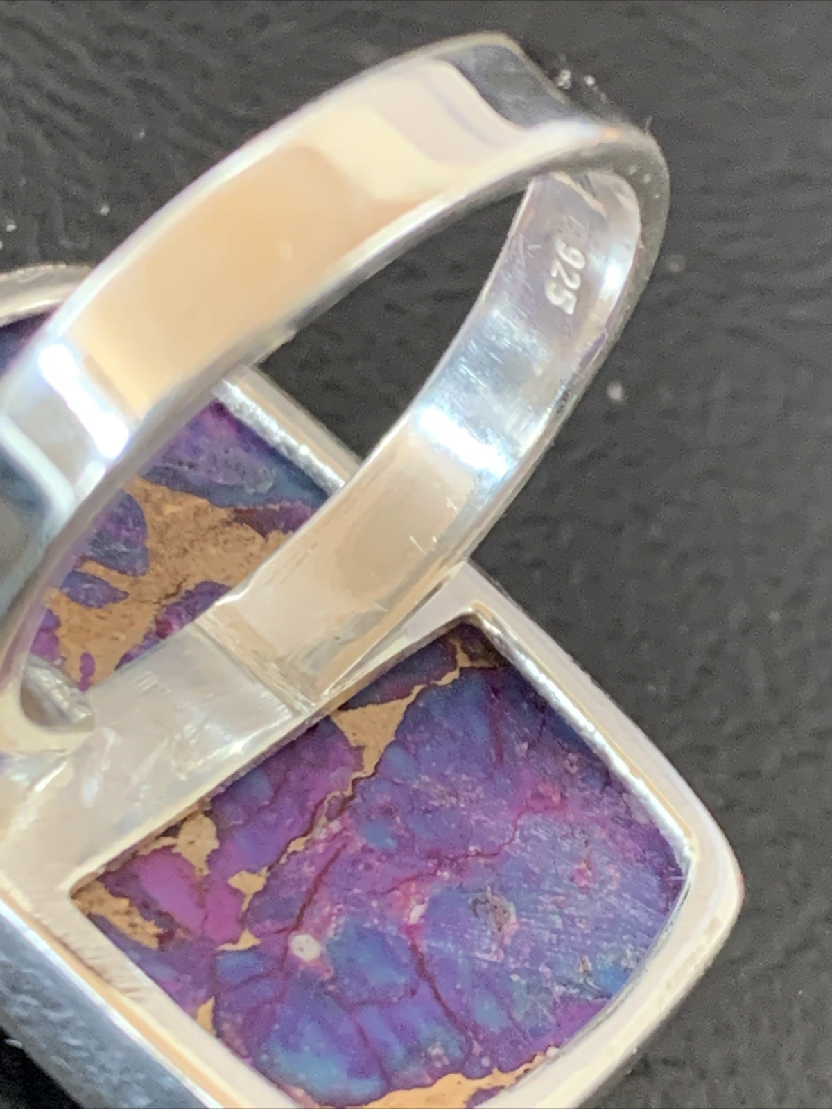 Purple Mohave Turquoise Navajo Sterling Silver Ring Size 8.5 Adjustable 11799