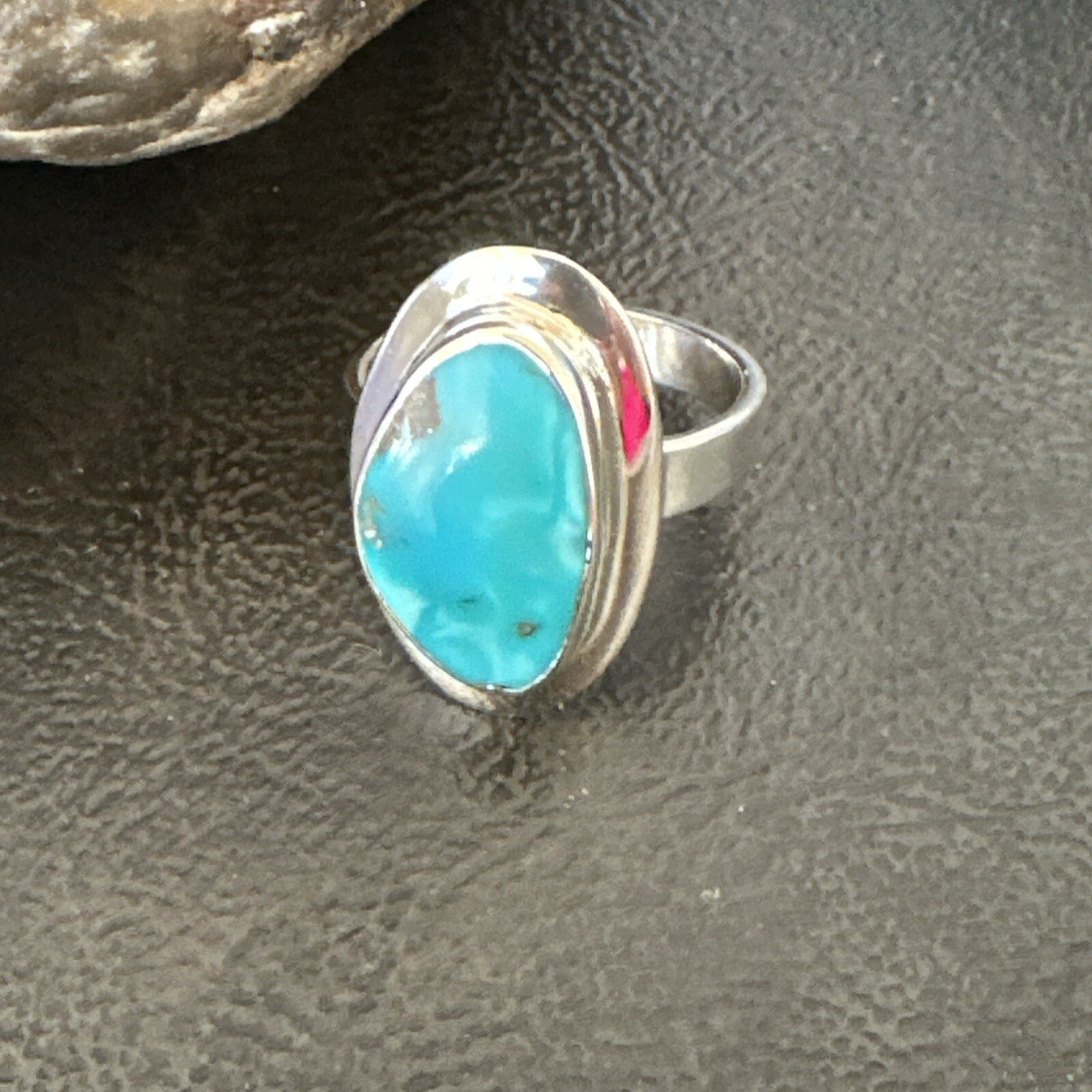 Southwestern Sterling Silver Blue Kingman Turquoise Ring Size 8 18521