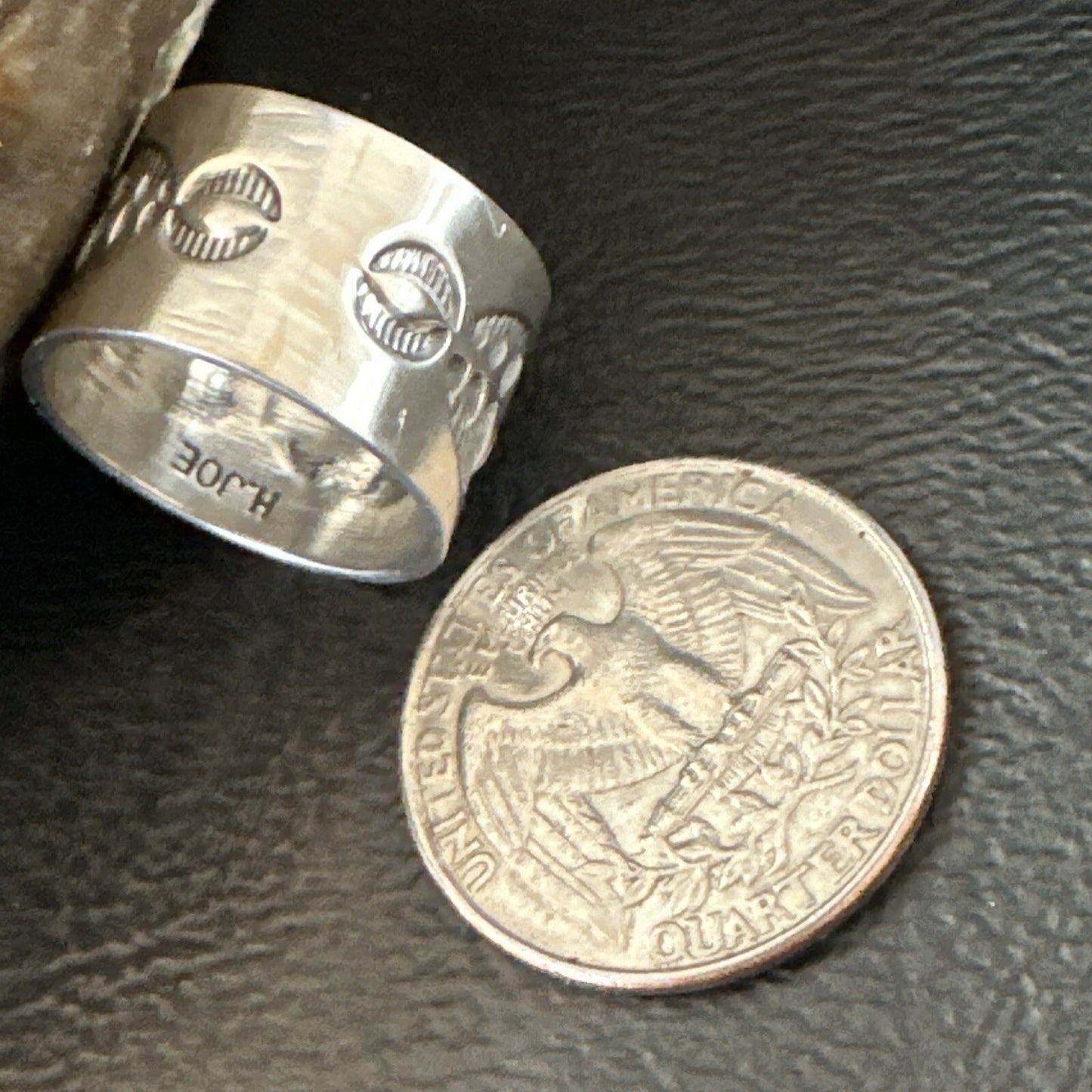 Mens Women Wedding Wide Band Navajo Stamped Sterling Silver Ring Size 7 17999