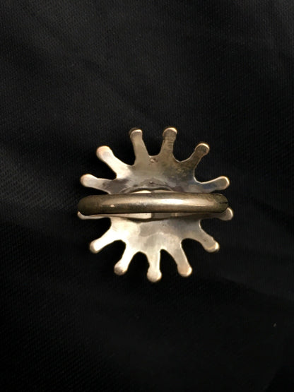 Blue Turquoise Needle Point Cluster Zuni Sterling Silver Ring Sz 7.25 4035
