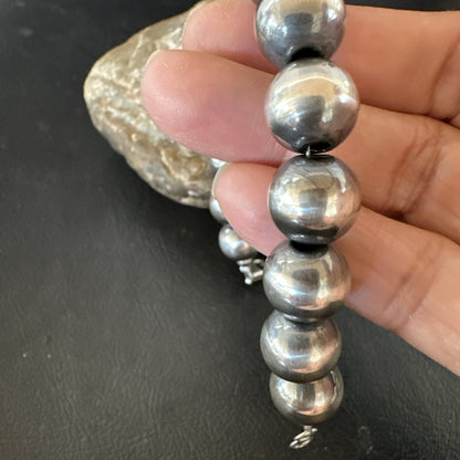 12mm Round Beads 7” Sterling Silver Beads Bracelet 91207