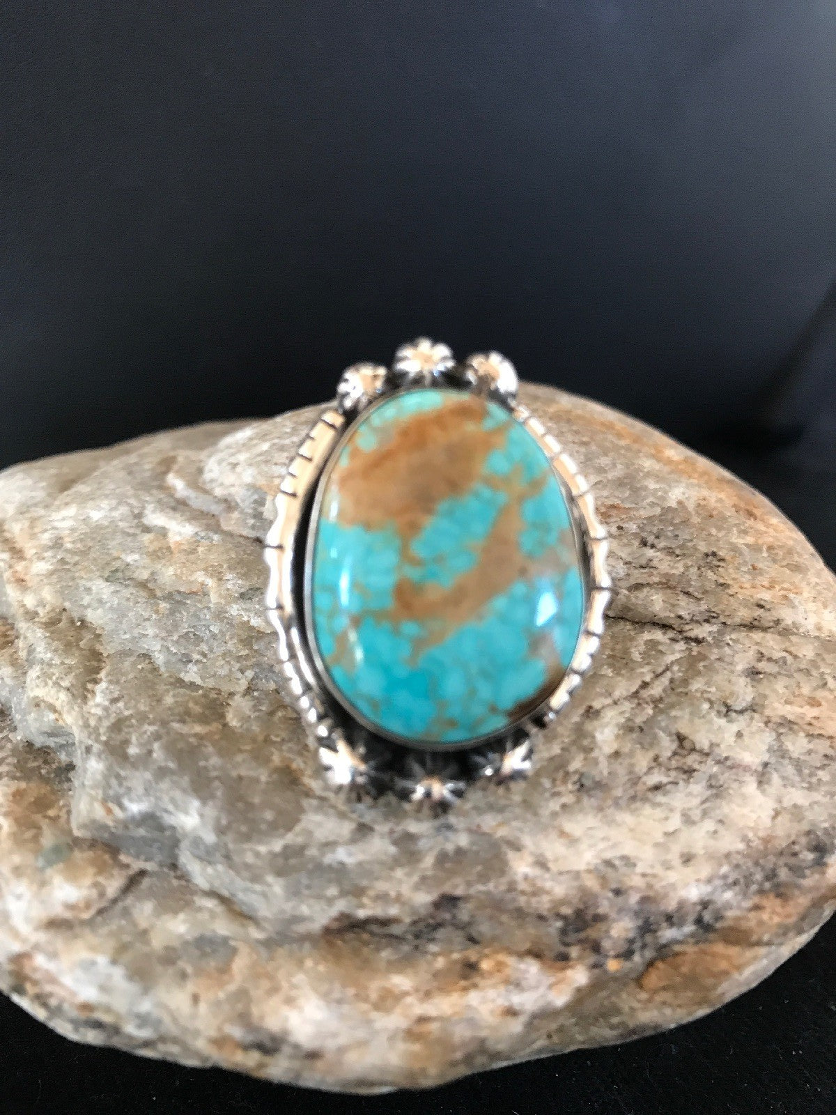 Blue Turquoise #8 Navajo Indian Sterling Silver Ring Size 5.5 3531