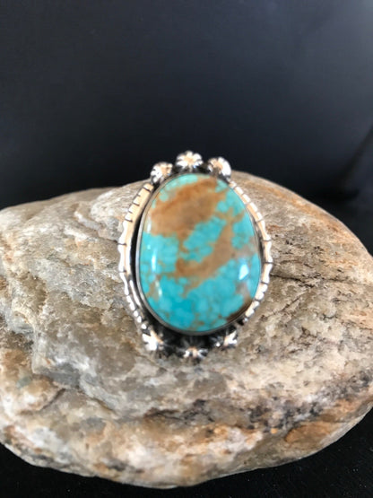 Blue Turquoise #8 Navajo Indian Sterling Silver Ring Size 5.5 3531