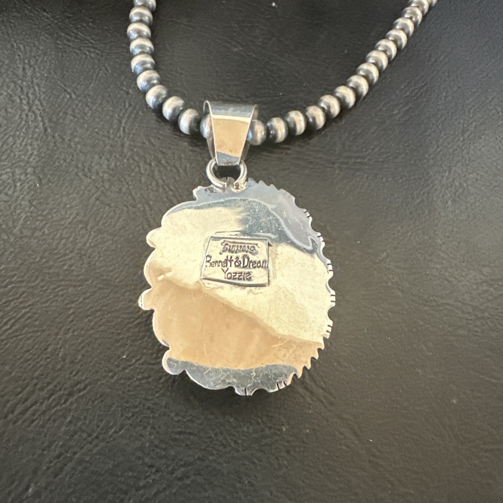 Yazzie Orange Spiny Oyster Pendant Navajo Sterling Silver Necklace 19490