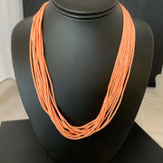 Bench Coral Stabilized Bead 10 Strands Navajo Necklace | Sterling Silver | Authentic Native American Handmade | 02210