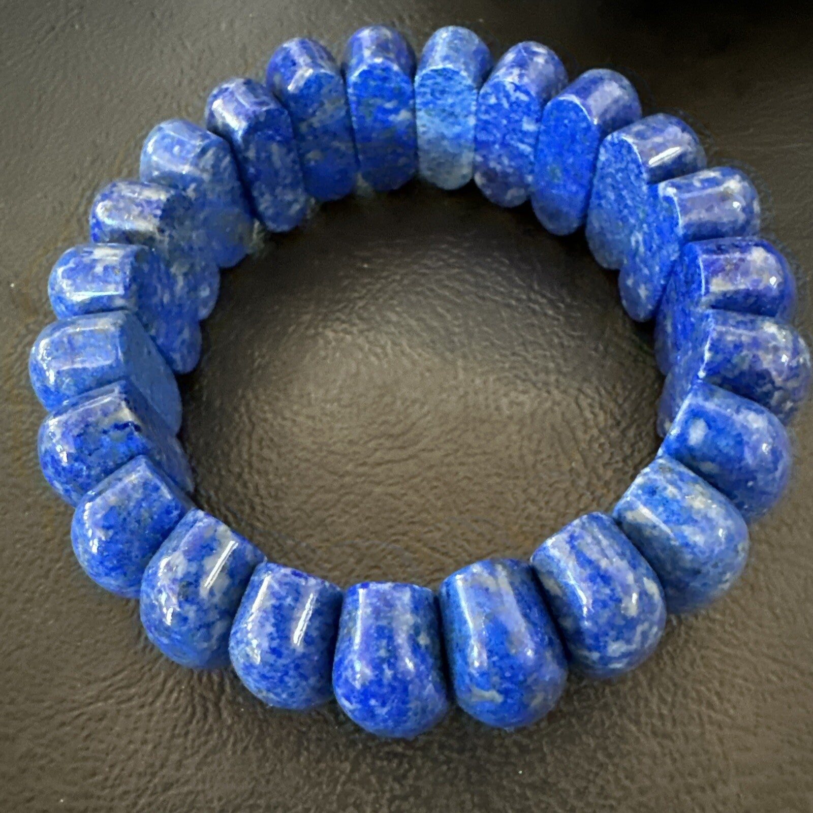 Mens Womens Blue Lapis Lazuli Stretch Bead Bracelet 7” 18861