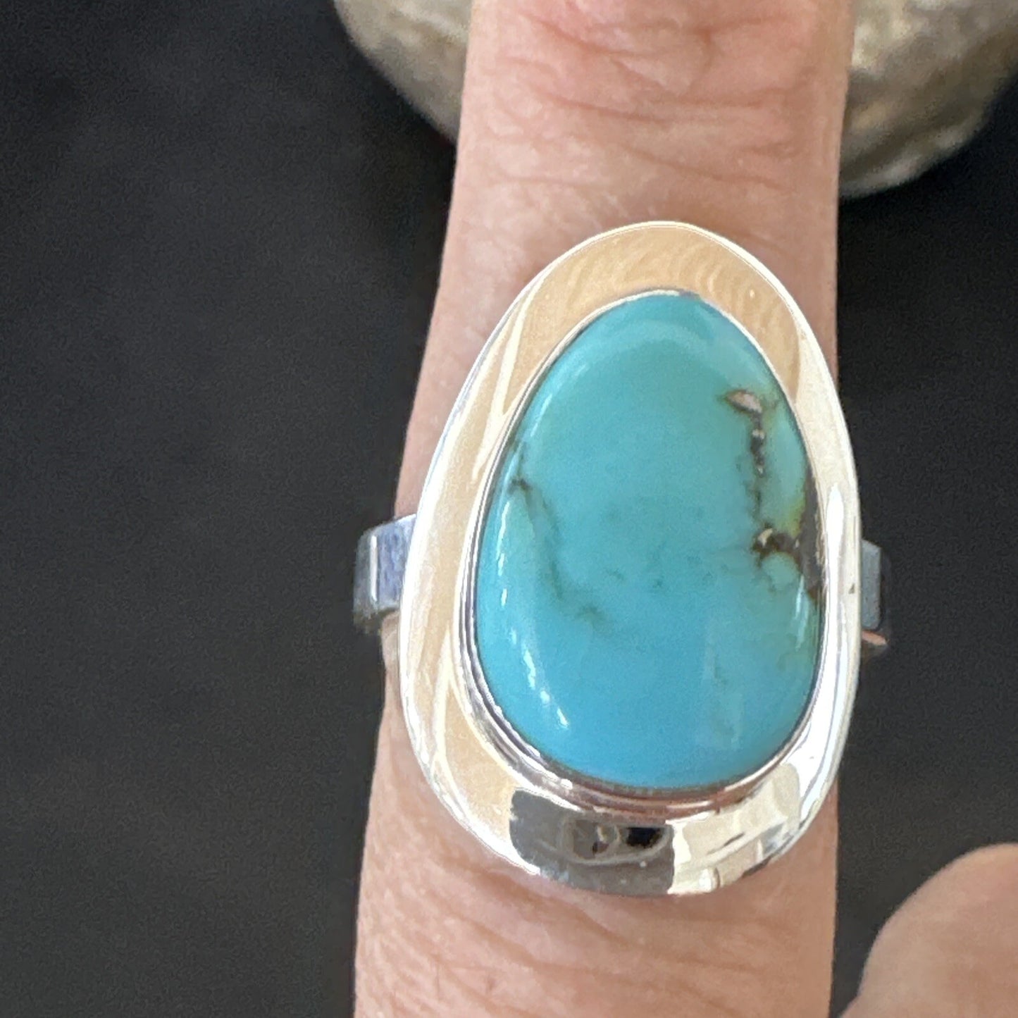 Southwestern Sterling Silver Blue Kingman Turquoise Ring Size 9 18524