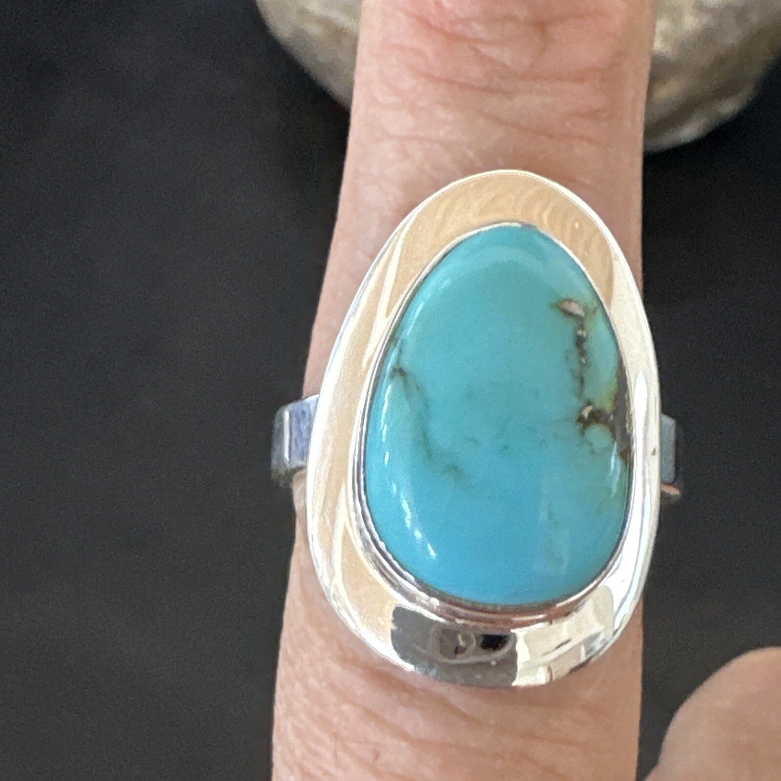 Southwestern Sterling Silver Blue Kingman Turquoise Ring Size 9 18524