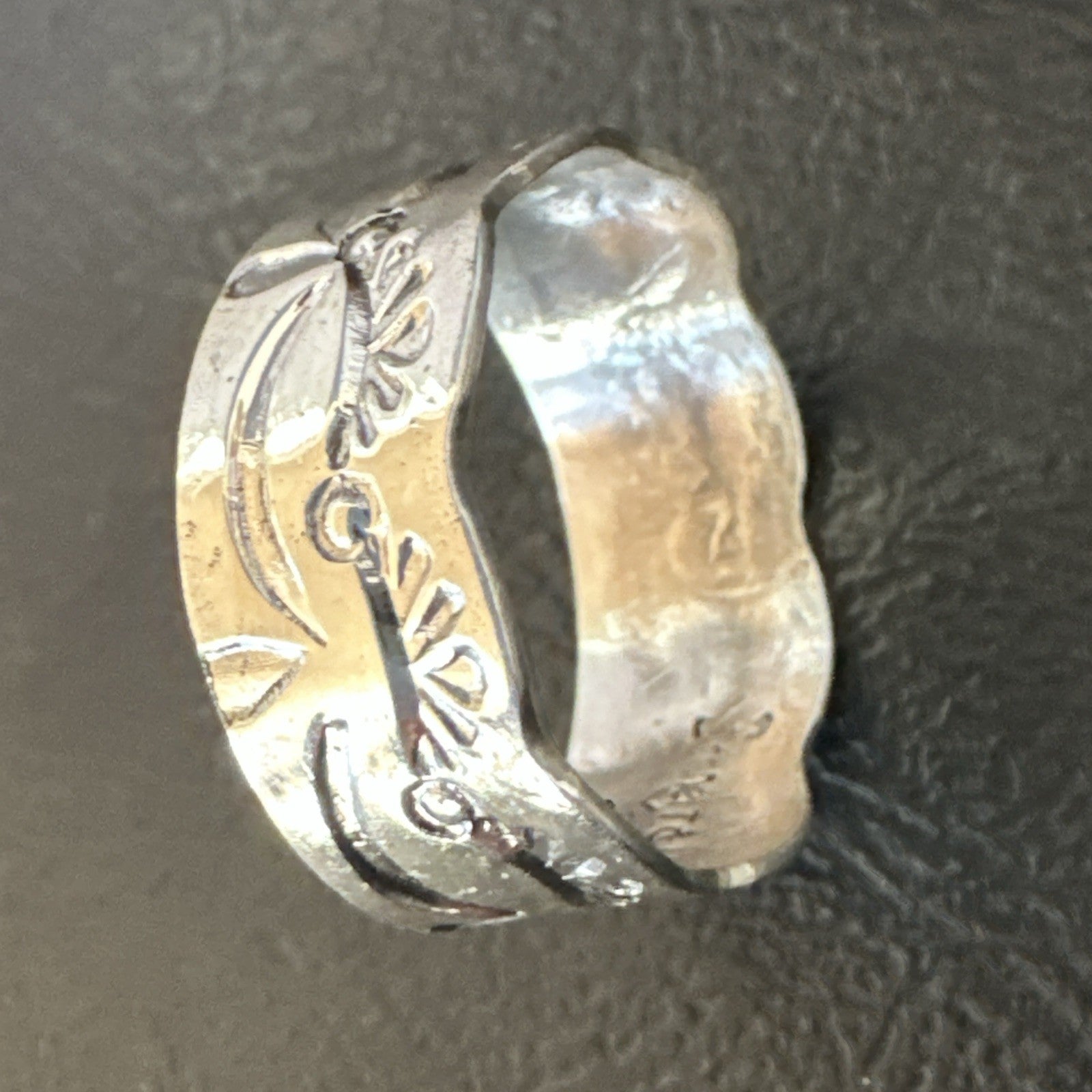 Mens Women Wedding Band Navajo Stamped Sterling Silver Ring Size 9.5 19064