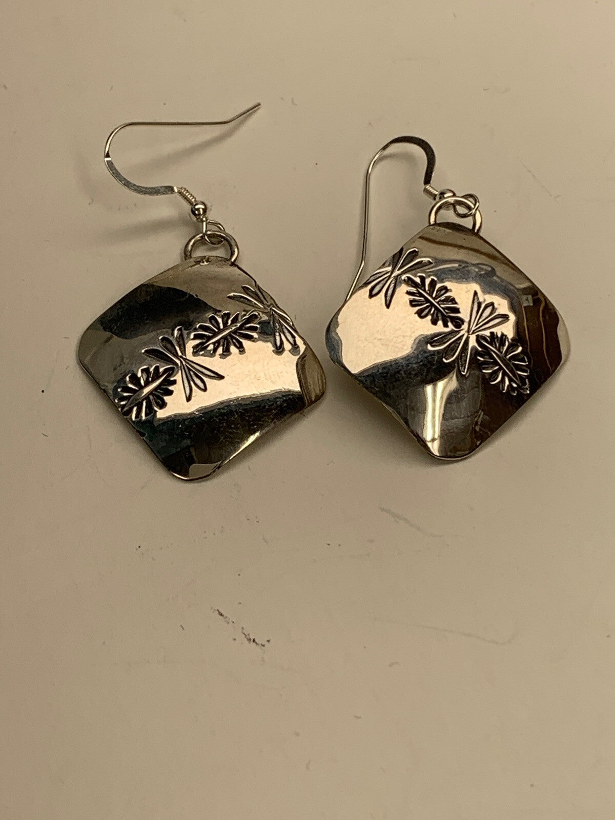 Native American Indian Navajo Stamped Sterling Silver Earrings 19756
