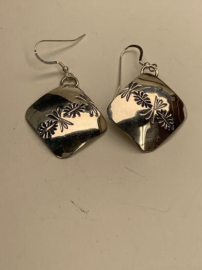 Native American Indian Navajo Stamped Sterling Silver Earrings 19756
