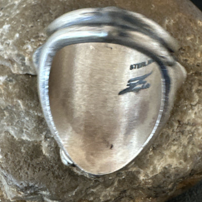 Handmade Navajo Sterling Silver  Blue Kingman Turquoise Ring Size 9 19621