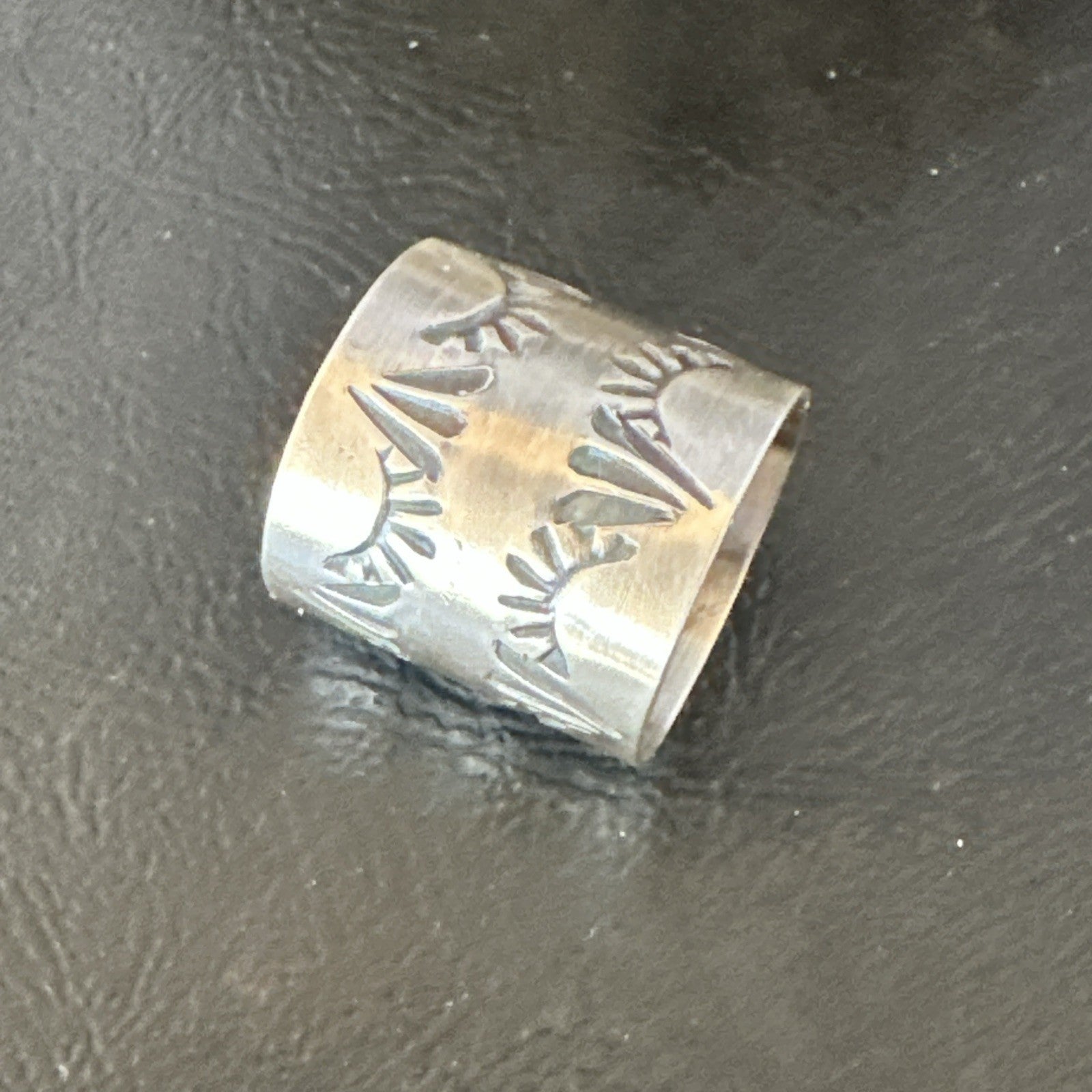 Mens Women Wedding Wide Band Navajo Stamped Sterling Silver Ring Size 7 19063
