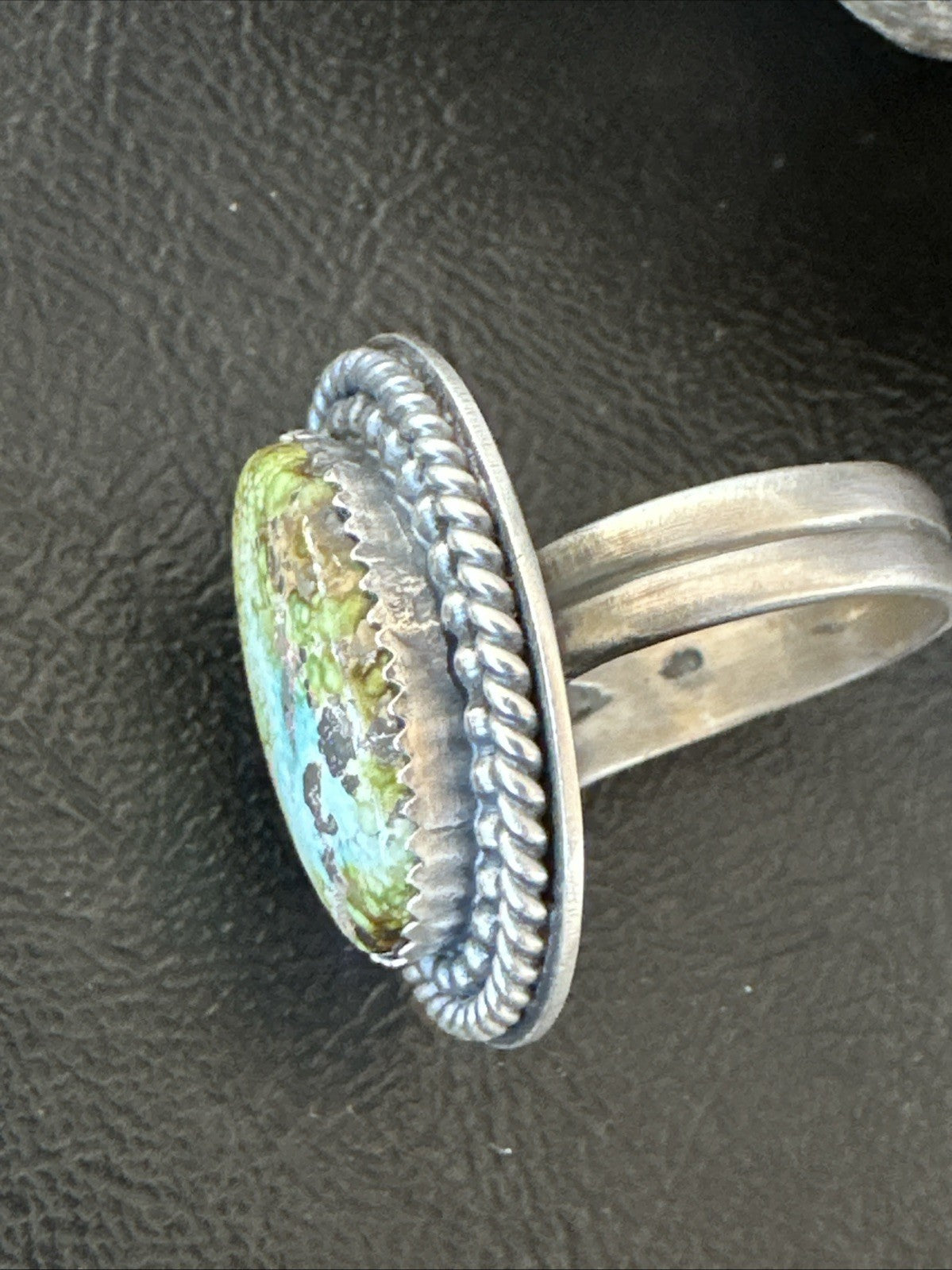 Navajo Sterling Silver Green Royston Turquoise Ring Size 9 19619