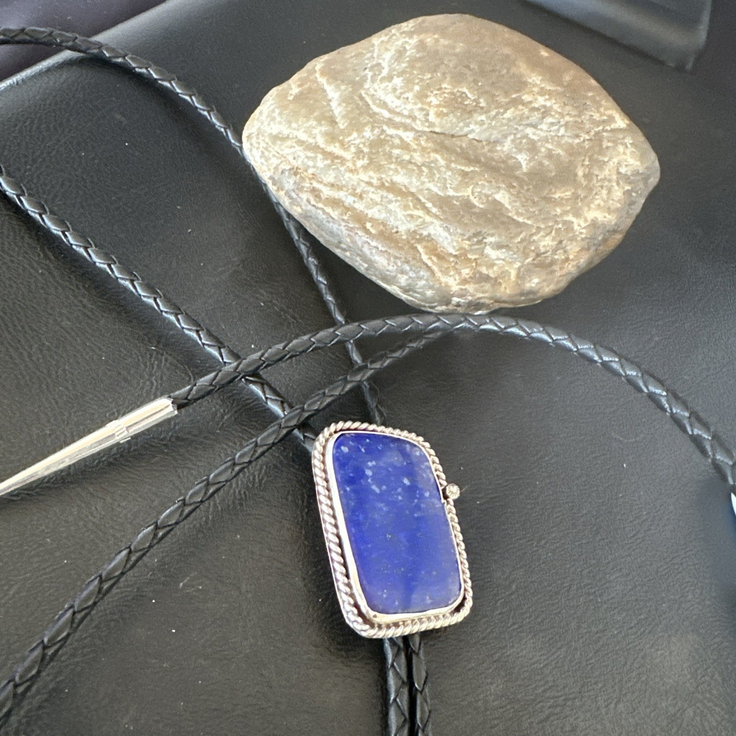 Mens Blue Lapis Lazuli Navajo Sterling Silver Bolo Tie A Toledo 19052
