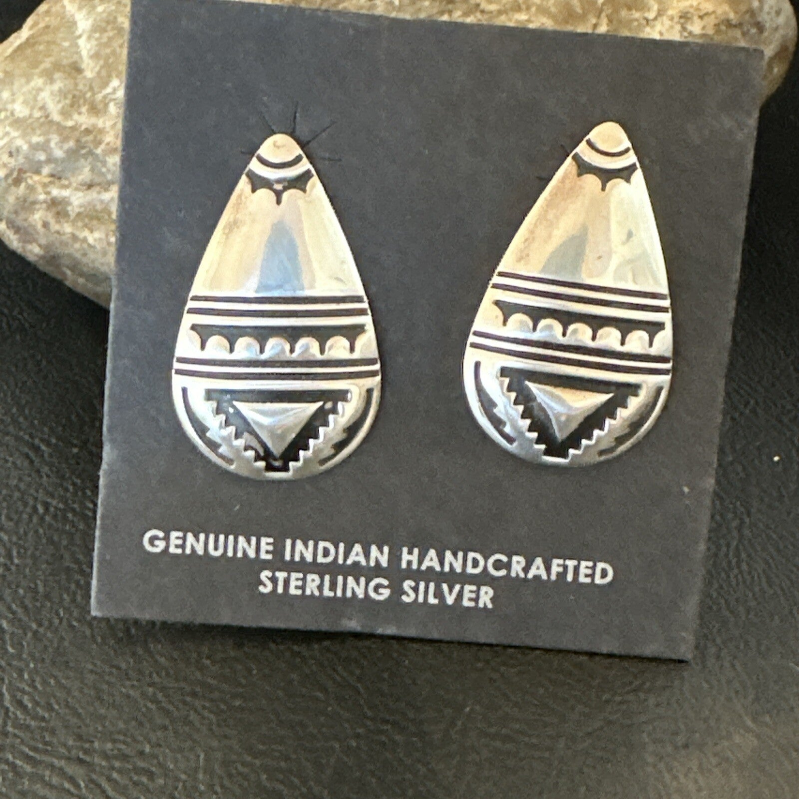 Old Pawn Navajo Stamped Sterling Silver Stamped Handmade Earrings 18174