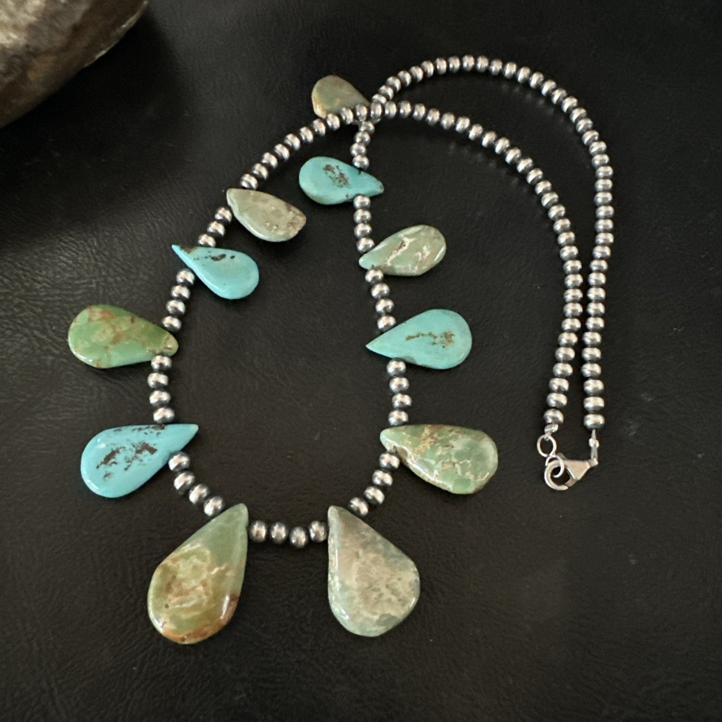 Navajo Pearls Sterling Silver Royston Turquoise 20" Necklace 19232